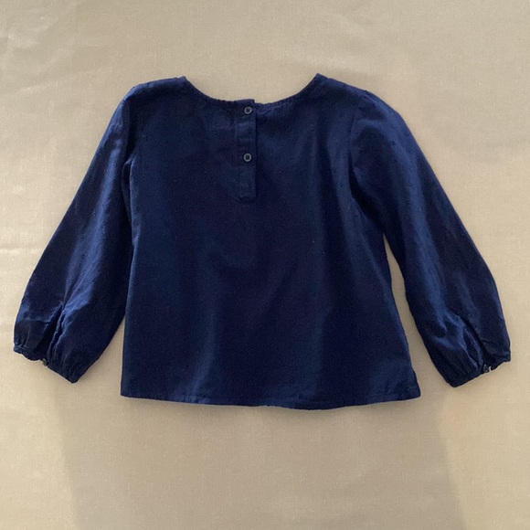 Baby Gap Navy Blue Textured Embroidered Floral Blouse 4 Years - Picture 4 of 8